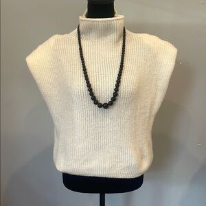 Cream Sleeveless retro looks  Sweater